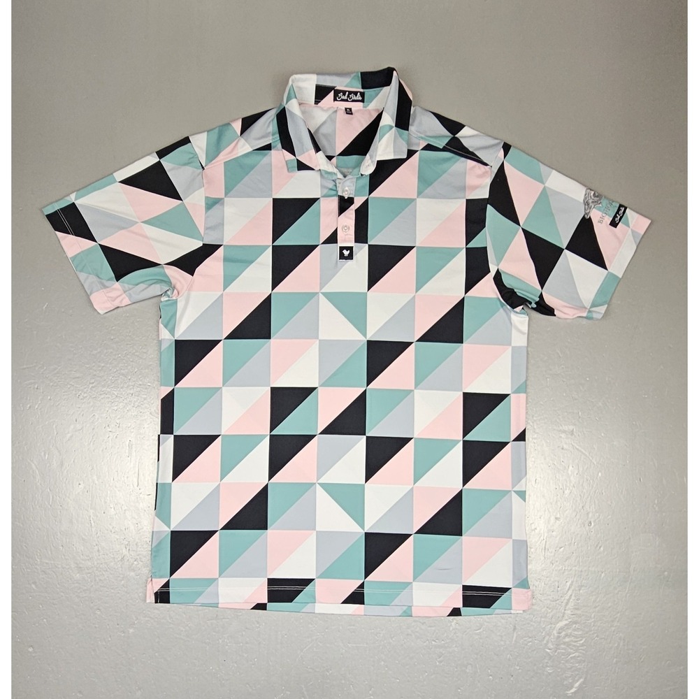 Bad Birdie Polo Shirt Mens XL Geometric Print Big Horn Golf Club Performance‎